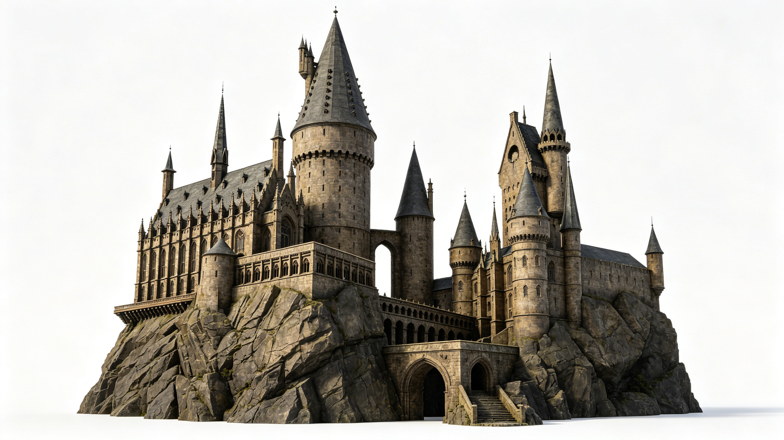 3.5M High Gothic Castle Model with 8K High-Precision Modeling and Durable Fiberglass Acrylic Wizard College Sculpture
