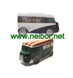 Quality Custom design special shape tin toy tin car tin truck tin van cookie box chocolate box for sale