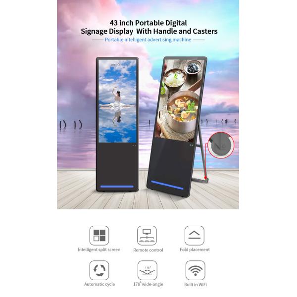 Movable 43 Inch LCD Advertising Video Player With Casters