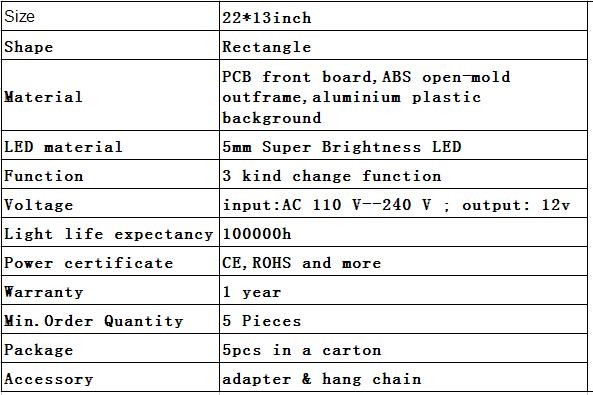 Super Bright Open Closed Animated Flashing LED Window Sign with and PCB Front Board