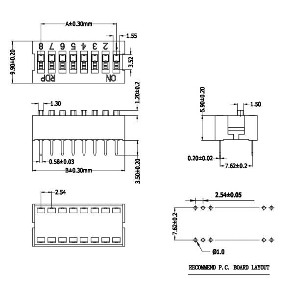 DS-08P 25mA 16 Pin Duplex 2.00mm Stroke Pin Header Connector