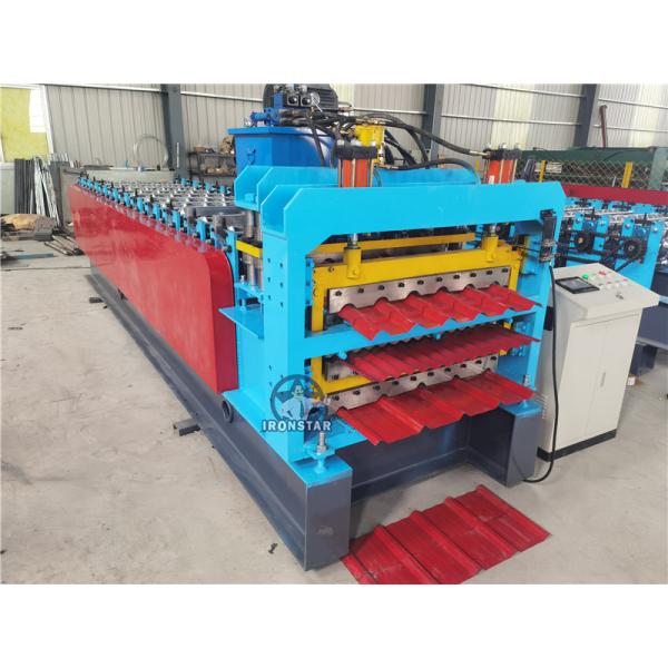 “Automatic Three Layer Roll Forming Machine for Roof and Wall Corrugated Sheet PLC Control Glazed Tile Color Steel Three Layer Machine”