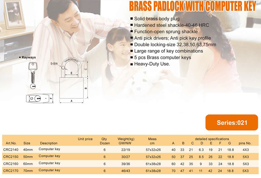 BRASS PADLOCK WTTH CGOMPUTER KEY