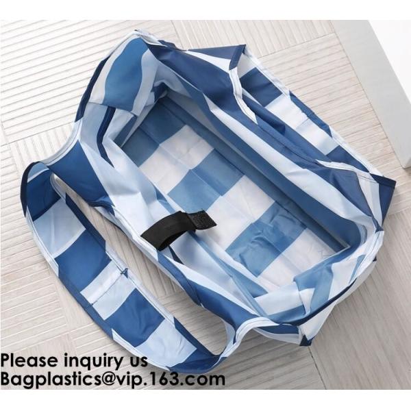 Printing Logo Polyester Handled Foldable Tote Bag With Snap Closure Foldable Bag Pocket Folding Nylon Shopping Bag