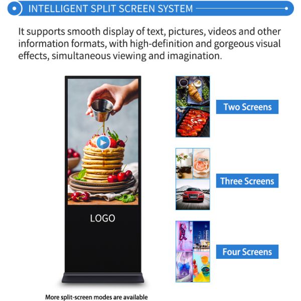 Customized 75 Inch Ultra-Thin Floor-Stand Digital Signage Touch Screen LCD Display Advertising Player Totem 75 Inch