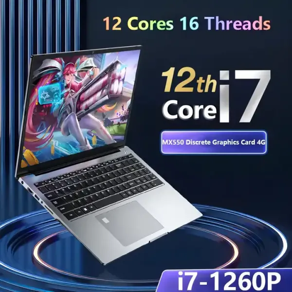 16inch Gaming Laptop Computer with Core I7 1260P 12th Generation Processor and Nvidia MX550 4GB VGA