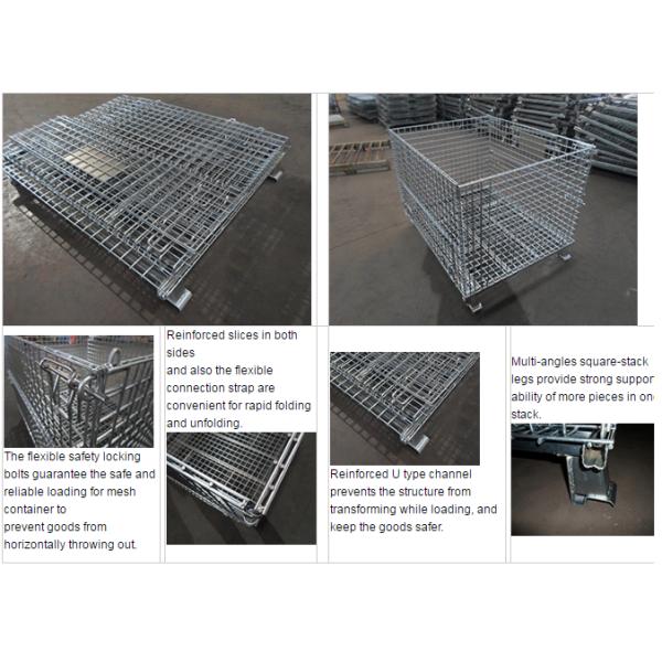 Easy Clean Wire Mesh Pallet Cages , Warehouse Cages On Wheels Rust Resistant