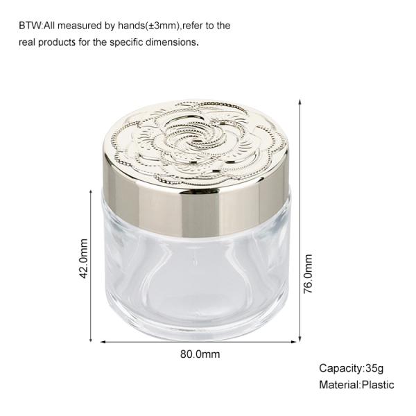 35g Oval Shape Transparent Clear Plastic Bottle With Silver Lid For Empty Cream Jar
