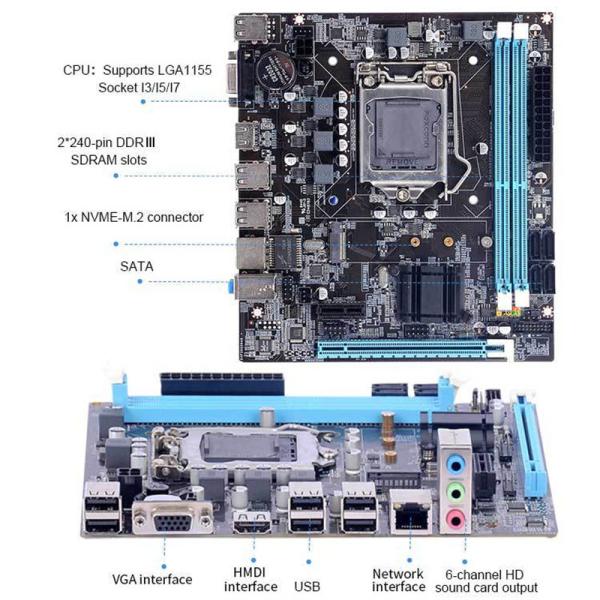 Customizable H61 Mainboard with LGA1155 I3 I5 I7 Processor Support Form Factor M-ITX