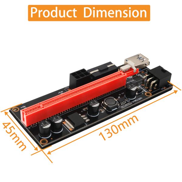 PCI-E Riser 1X Extender PCI-E USB Riser 009S Dual 6Pin Adapter Card For BTC Miner