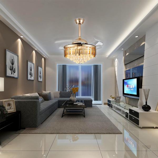 52In Bladeless Led Ceiling Fan Light With Retractable Blades