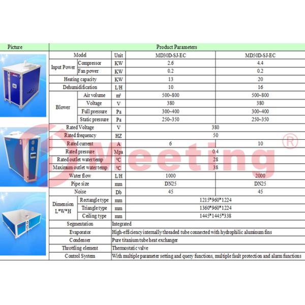 Dehumidification 13KW Air Source Swimming Pool Heat Pump