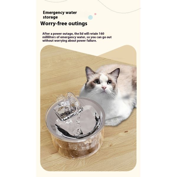 Automatic 2.2L Transparent Pet Water Dispenser New Design Eco-Friendly Plastic Artifact Filter Stylish Charging Source for Dogs