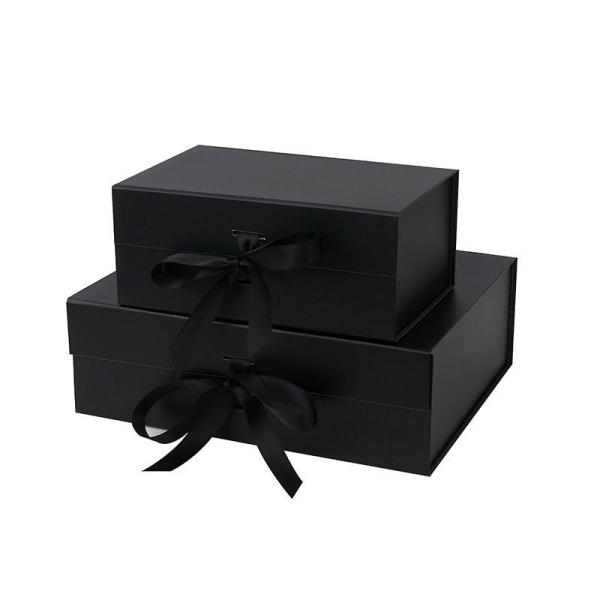 Recycled Paper Ribbon Tie Magnetic Gift Boxes With Matte Finish Packaging Boxes