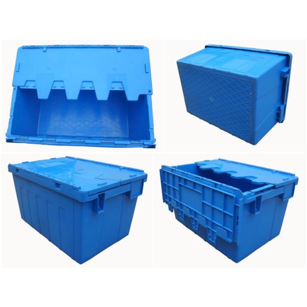 Colorful No Collapsible Plastic Crate With Attached Lids , Stackable Plastic Storage Bins 600 X 400 X 320 Mm