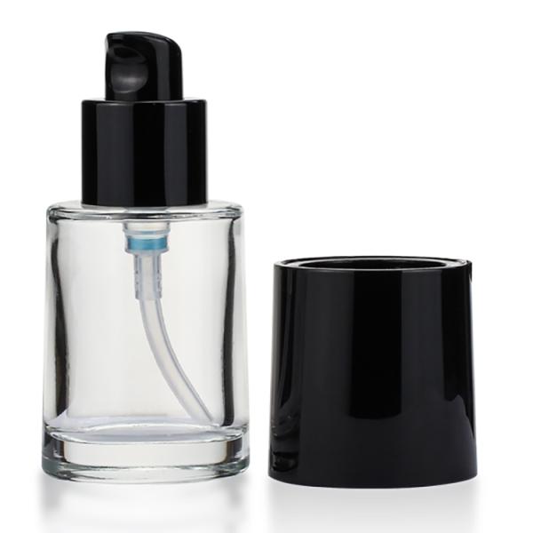 Round Liquid Foundation Bottles Clear 30ml Airless Pump Bottle