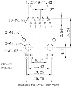 7499110123 Vertical Magnetic RJ45 Jack , 2.54mm Pitch 10/100/1000 BaseT
