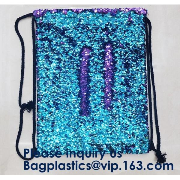 Customized Sublimation Sequins Drawstring Bag Black And White Backpack Bag,Reversible Bling Customized Sequin Drawstring