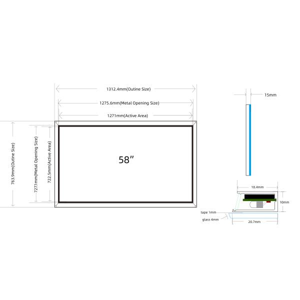 58 Inch IR Touch Screen Aluminum Material Multi Point Touch USB Interface