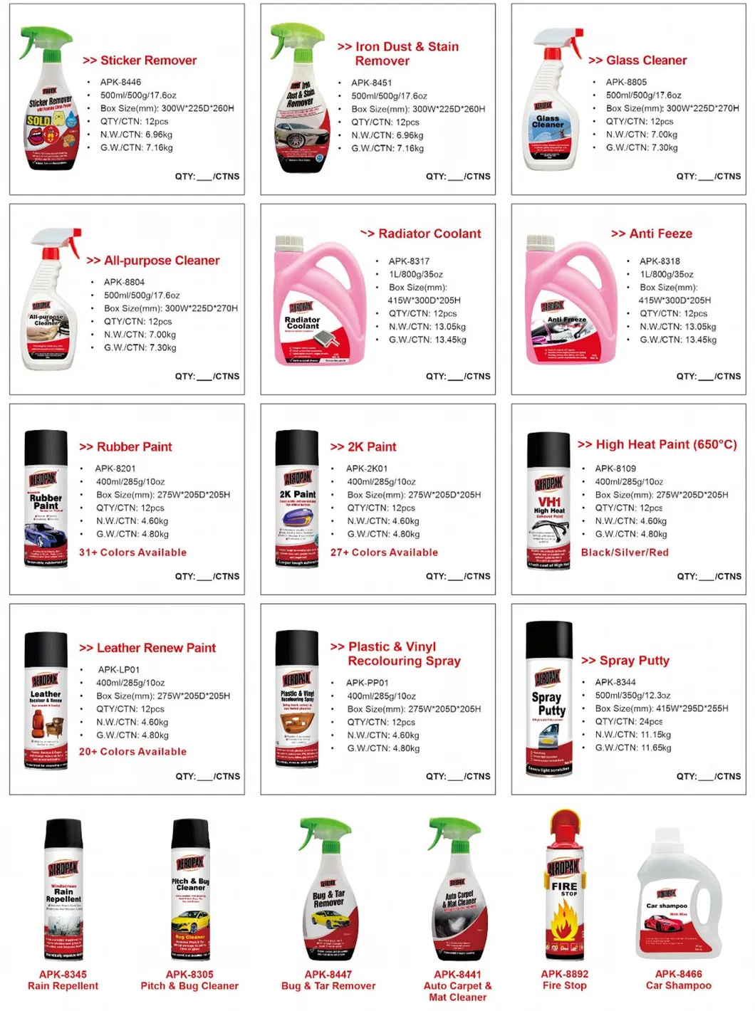 Complete car care product collection