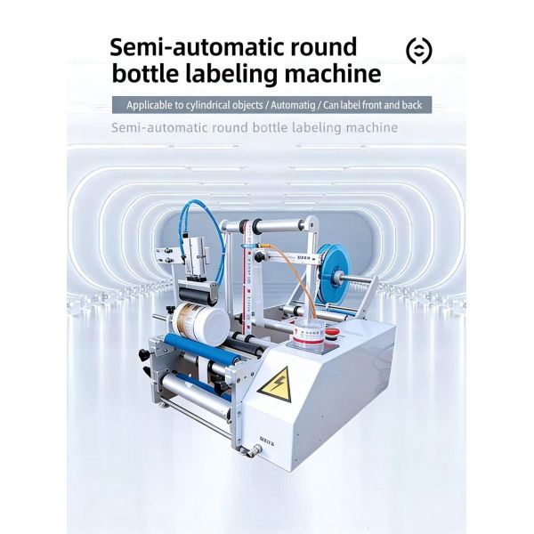 Semi-automatic round bottle labeling machine CH-311 for beer and wine, glass bottle and plastic bottle round tube labeling machine