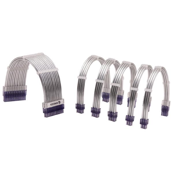 PC Pwer Supply Silver Plating Reflects Light Extension Cable for Computer Extension Cord 24PIN 4+4PIN 6+2PIN