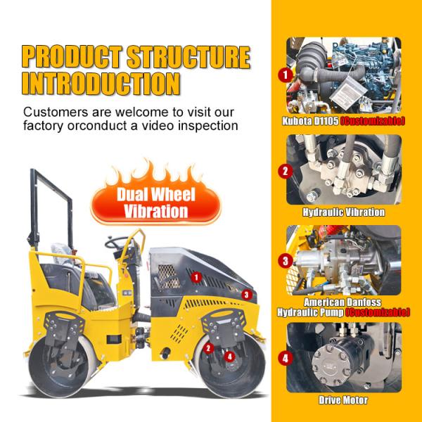 High Quality Ride on Double Drum Hydraulic Vibratory Road Roller Mini Compactor Roller for Sale