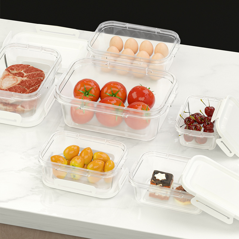 Rectangular Crisper with Cover Kitchen Catering Transparent Glass Box Refrigerator Large Capacity Food Storage Box