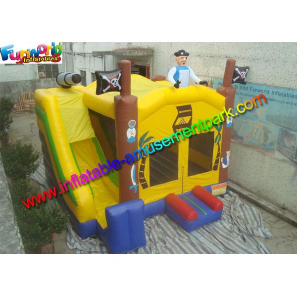 Popular Pirate Inflatable Bouncer Slide , Bouncer Combo Slide With PVC Tarpualin