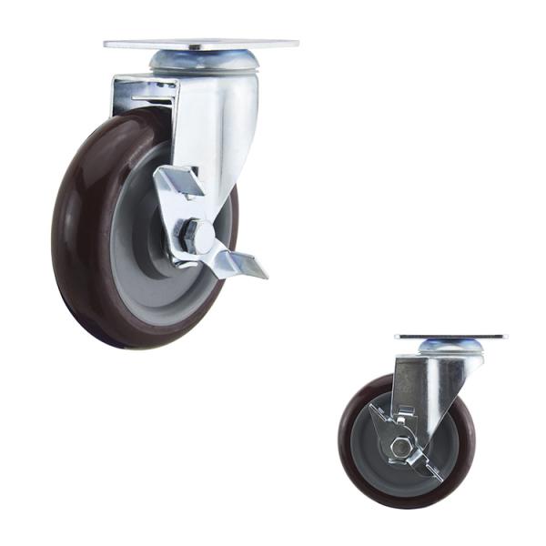 125mm Wheel 286lbs Capacity PU Fixed Medium Duty Casters