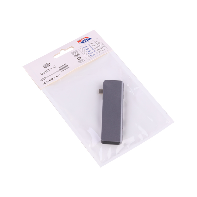 Gray 5 In 1 Type C 3.0 Powered Usb Hub For Macbook Pro