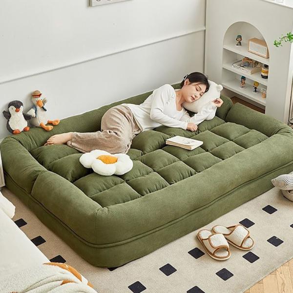 Apartment Lazy Sofa Lying Down Bed with Adjustable Backrest Double Loveseat Small Rental Room Seaters Human Dog