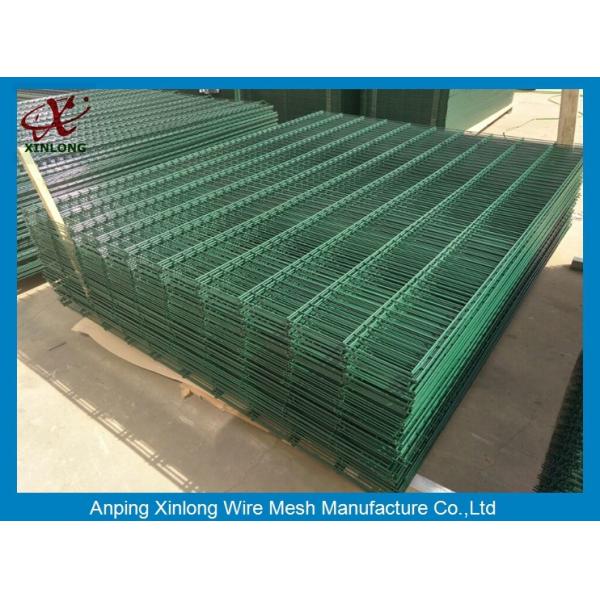 Powder Coated 2D Double Horizontal / Vertical Wire Mesh Fence , Double Loop Wire Fence
