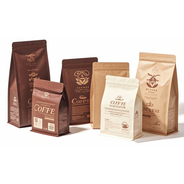 Custom Kraft Paper Coffee Bag Biodegradable Flat Bottom Coffee Bag Print logo Recyclable Bolsas De Cafe Ground Coffee Bean Bag