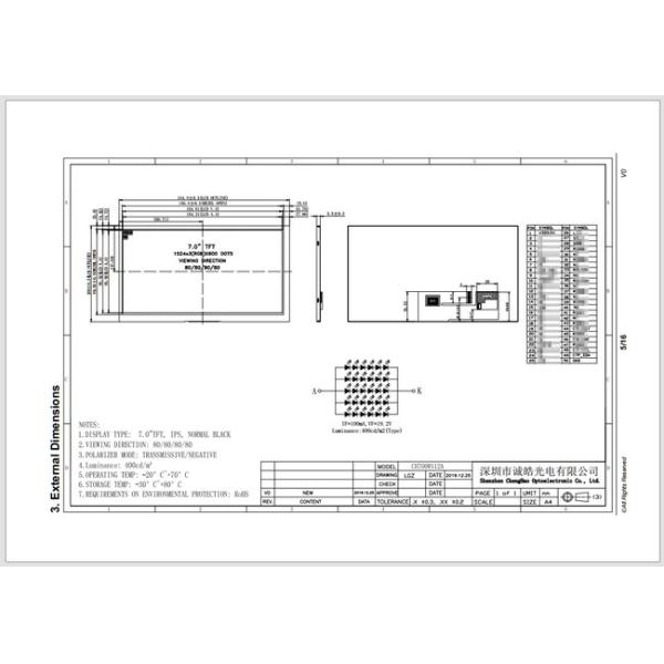 7 Inch IPS LVDS Small LCD Touch Screen 1024x600 White LED Backlight