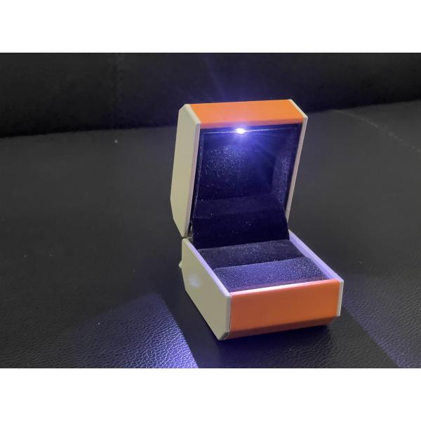 Customized Your Logo-Orange Pu Leather LED Ring Box