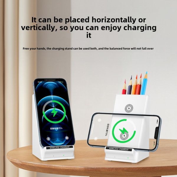 Multi-Function Desk Wireless Charger 15W Fast Live Streaming Pen Holder PC Stationery Box Online Classes Remote Work