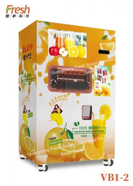 Shopping Mall Commercial Orange Juice Vending Machine Coins And Notes Acceptors