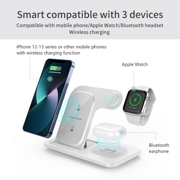 Type C Interface Folding 3 In 1 Wireless Charger Fast Charging For Mobile Phone Earphone Iwatch