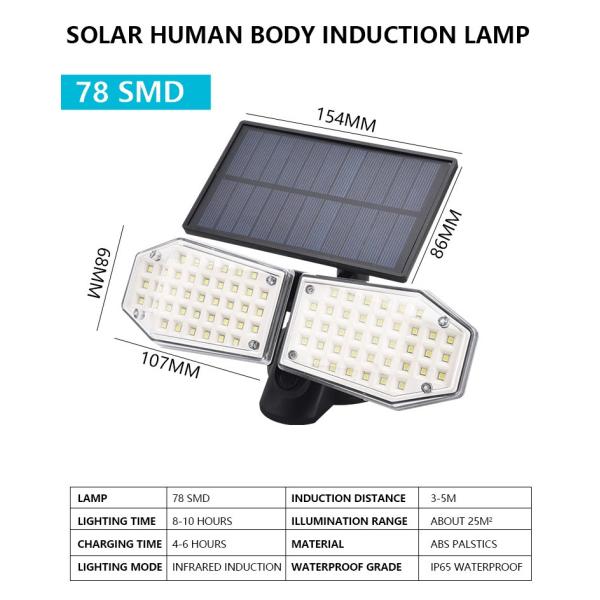 6000-6500K 20W 500LM Pir Motion Sensor Solar Security Spotlight
