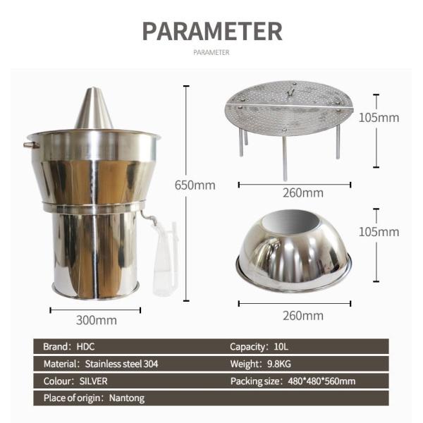 10L Water Oil Distiller for Plants Essential Oil Extraction of Ginger and Herbs