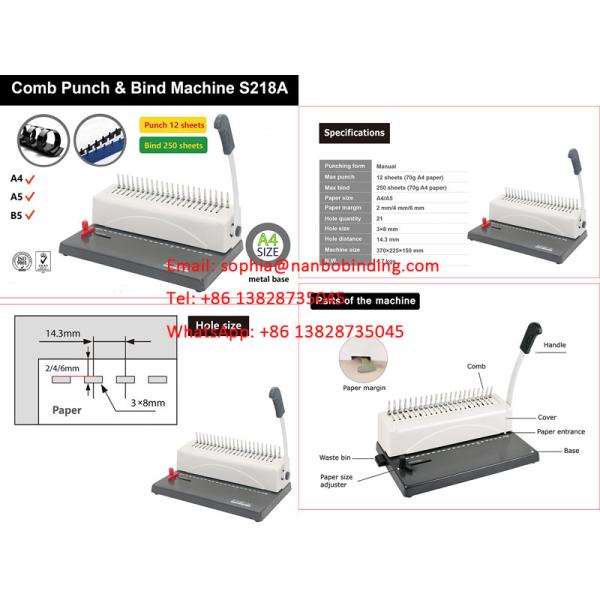 21 Holes Comb Binder For 250 Sheets A4 Size Paper