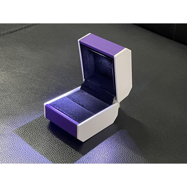 Customized Your Logo-Purple Pu Leather LED Ring Box