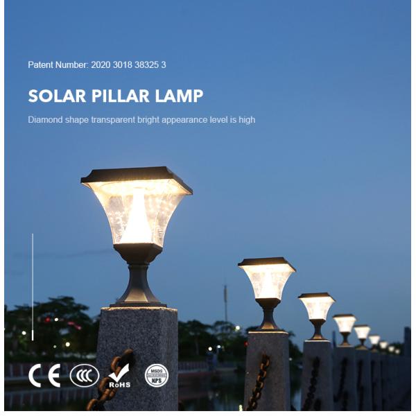 Intelligent Solar Pillar Light IP65 Water Resistant Multipurpose