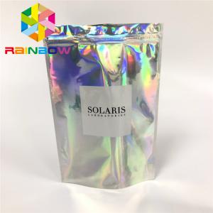 Quality Plastic Stand Up Coffee Pouches Laser Holographic Effect Bags Ziplcok For Clothes Cosmetics for sale