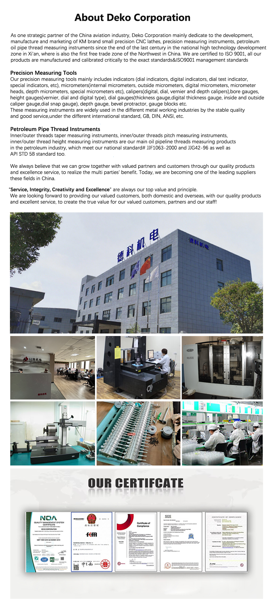 Oil Measuring Instruments with Calibration Certificates API Spec 5B Line Pipe (3/8 LP) Thread Gauges with 60-63 HRC Hardness