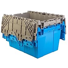 Wholesale Stackable Tote File Storage Box Attached Lid Container High Quality Plastic Crate Attached Lid Storage Container For Warehouse