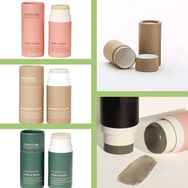 Rotary deodorizing sticks with printed designs - eco-friendly cylindrical cardboard packaging