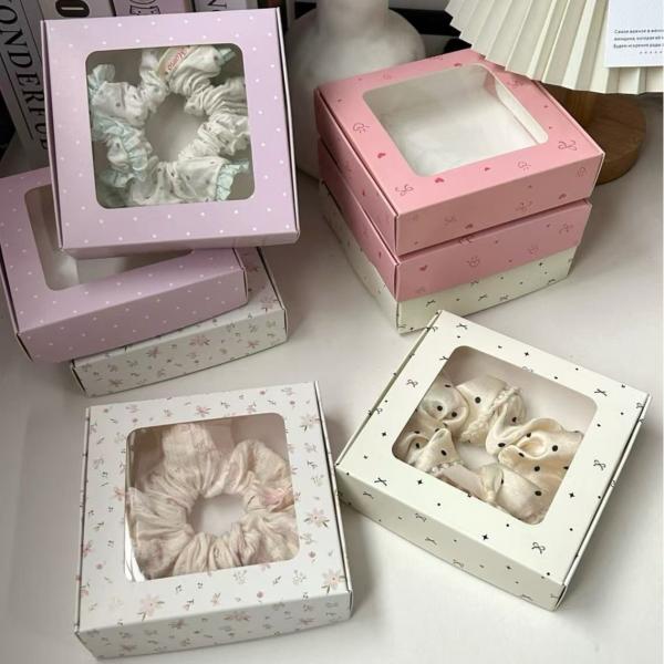 Windowed Scrunchie Gift Boxes Premium Handmade Hair Accessory Packaging Universal Gift Boxes For Hair Ties & Decorations Aircraft Box Style
