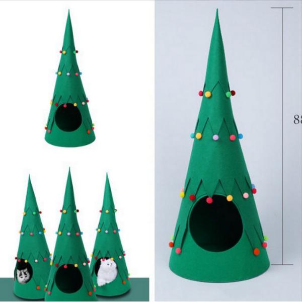 Cat Christmas Bed Comfortable Kitten Bed Christmas Tree